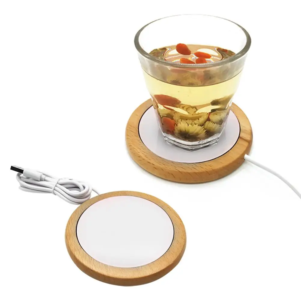 Подогрев USB Coaster 55 градусов изолирующая чашка твердый деревянный мат стеклянная
