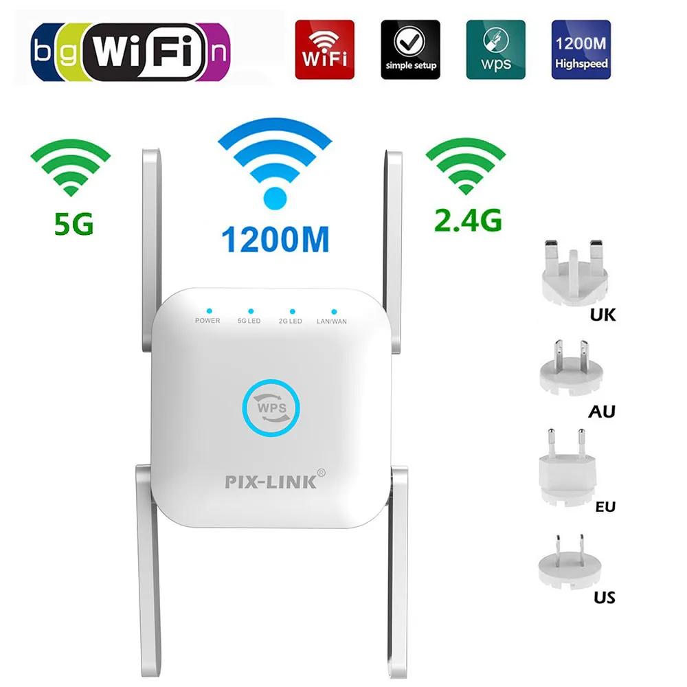 

Wi-Fi-ретранслятор 2,4G/5G, 1200 Мбит/с