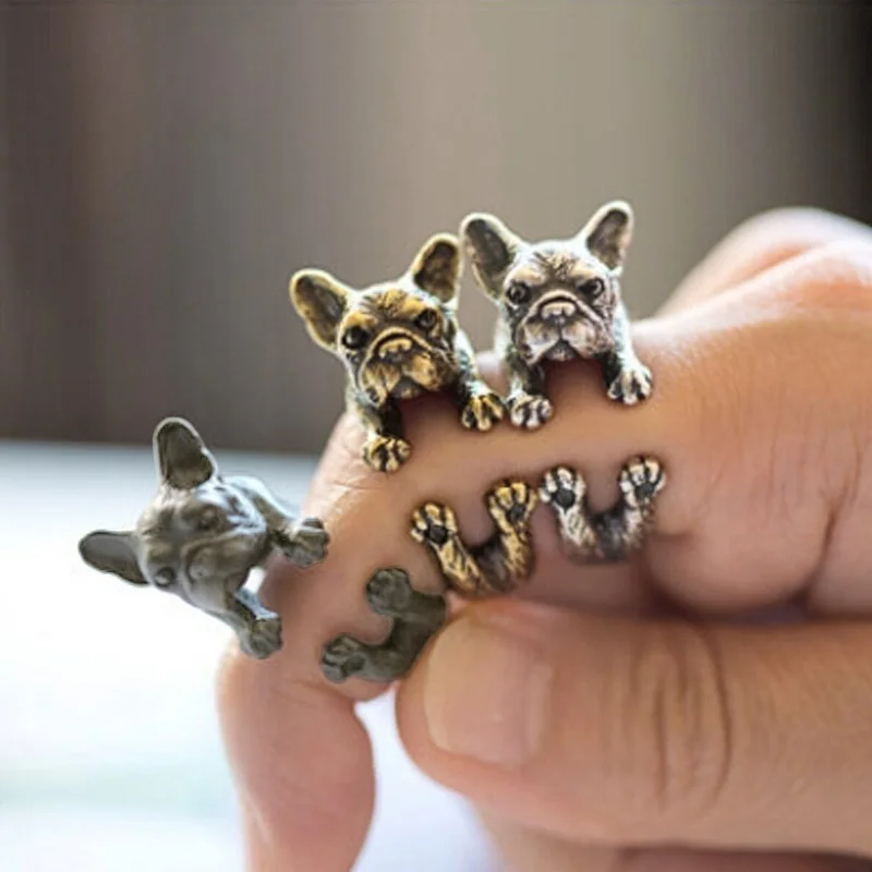 Newly 1 Pcs Stereoscopic New Retro Punk Personality Hippie Puppy Wrap Ring Fashion Brass Knuckle Adjustable Jewelry | Украшения и
