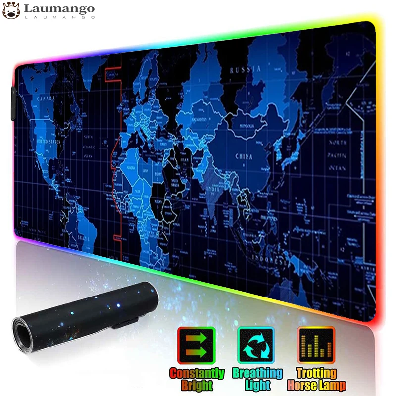 

Игровой коврик для мыши RGB с изображением старой карты мира, большой размер XL, украшение для геймеров, Настольный коврик для клавиатуры, Наст...