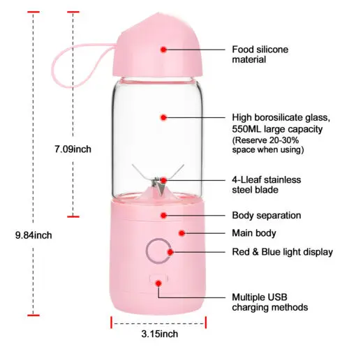 Smoothie Blender Portable Handheld Juicer Cup 22000RPM 500ml Bottle | Инструменты