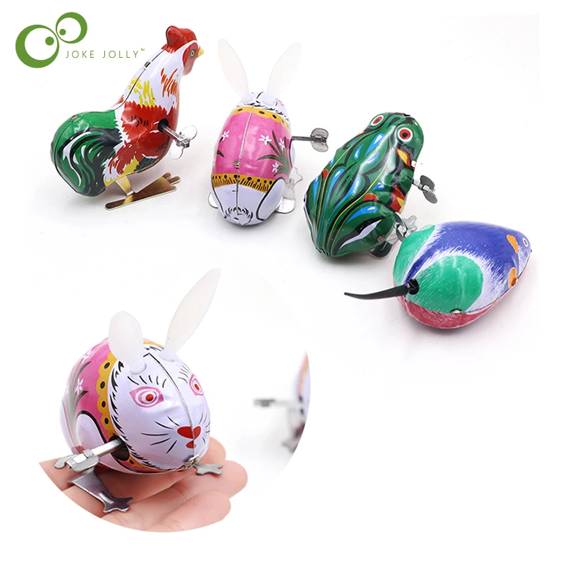 4 шт./компл. классические оловянные заводные игрушки прыжки лягушка петуха мышь