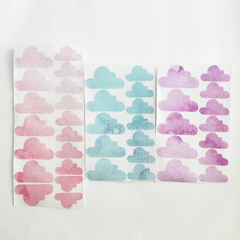 

48Pcs/Set Removable Watercolor Pink Clouds Wall Stickers For Baby Room Decoration