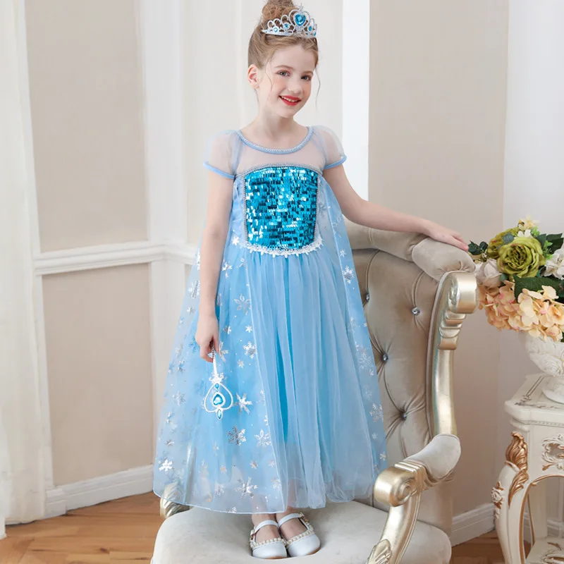 Рождественское платье принцессы Эльзы для маленьких девочек Карнавальный