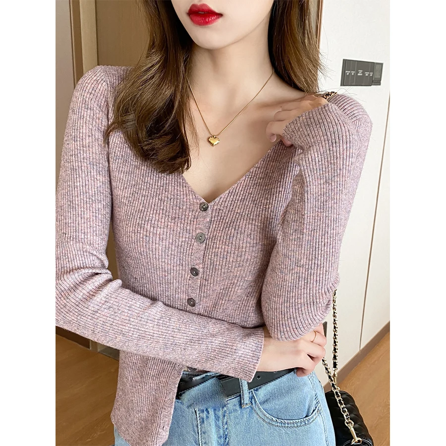 

Sexy V-neck buttons knitted sweater cardigan women Slim ribbed winter autumn sweaters female Fashion plus size knitwear 2020
