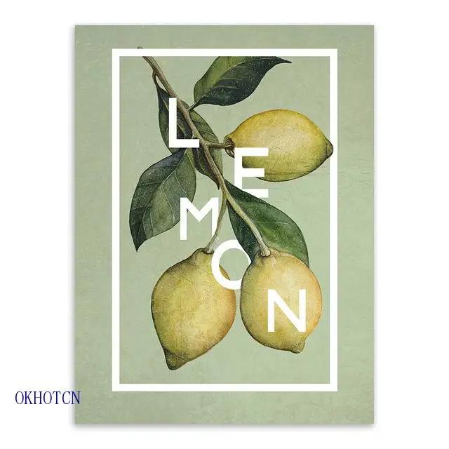 Современный цветок лимон персик большой холст художественный постер принты