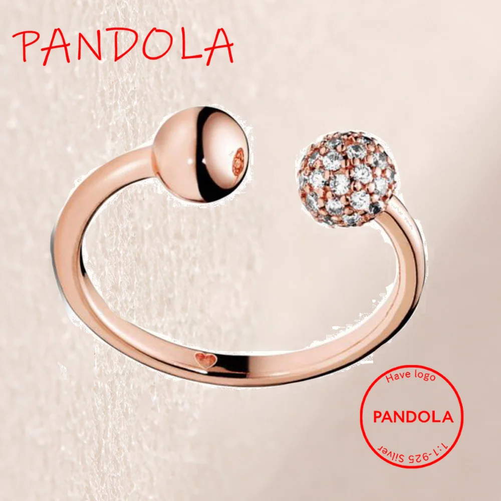 

188316CZ Rose Polished & Pave Bead Open Ring