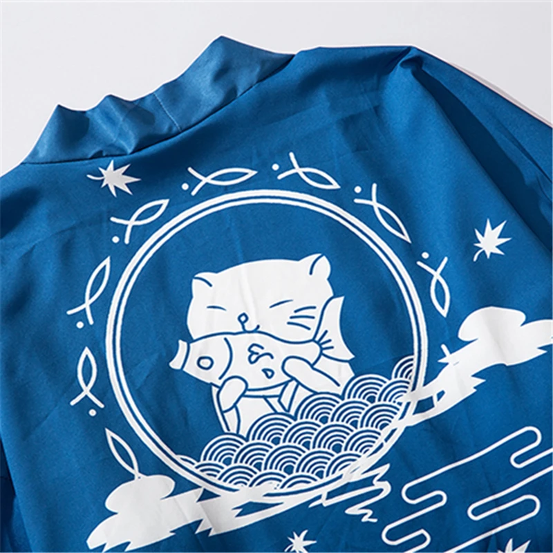 Кимоно для косплея Kawaii из аниме новый дизайн японское синее кимоно хаори юката