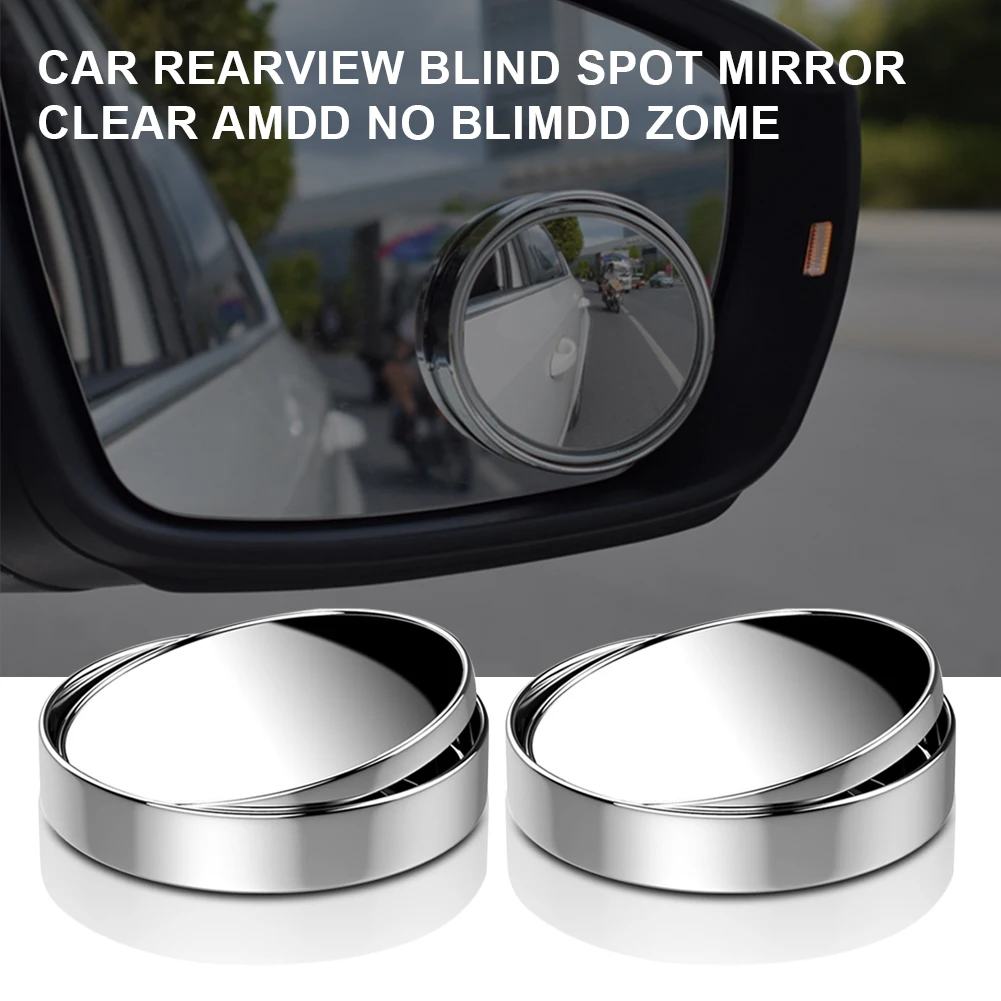 

2pcs Car 360 Degree Framless Blind Spot Mirror Wide Angle Round Convex Mirror Small Round Side Blindspot Rearview Parking Mirror