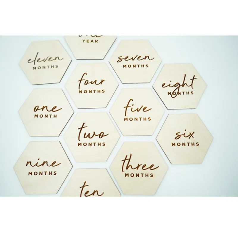 Лазерная резка детские вехи карты шестигранные деревянные анонсы рождения знак