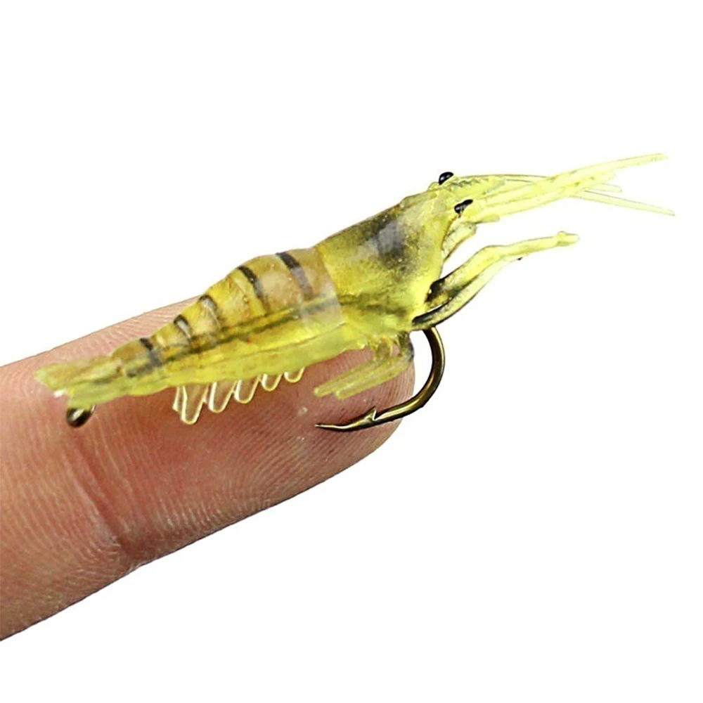 

10Pcs/Lot Silicone Baits 4cm 1g Soft Fishing Lure Gold Artificial Shrimp Bait No hook Sea Fishing Winter Fishing