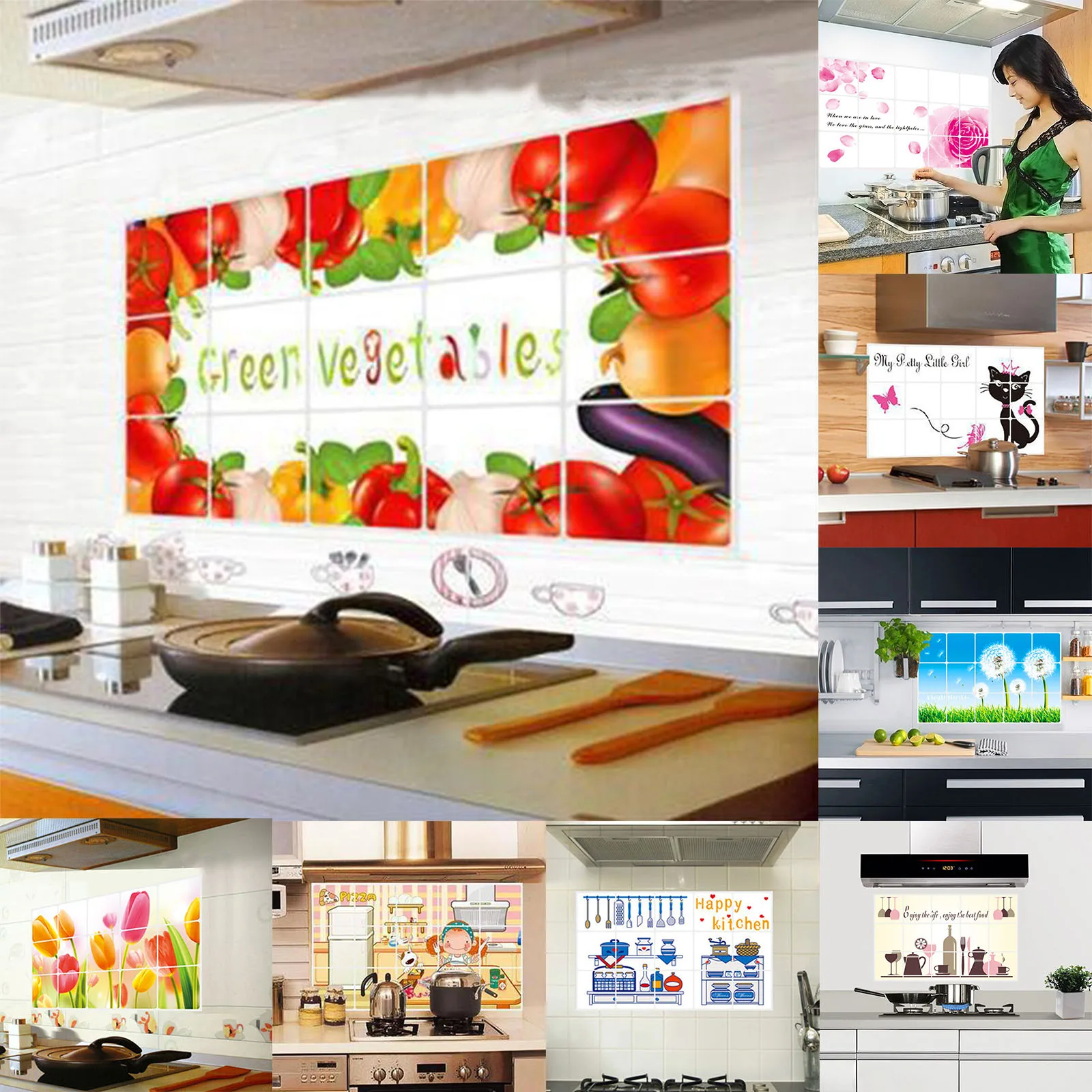 

Oil Proof Kitchen Wall Stickers High Temperature For Smoke Exhaust Foil Aluminum Sticker Decal Home Decor Art Foil 45x75cm
