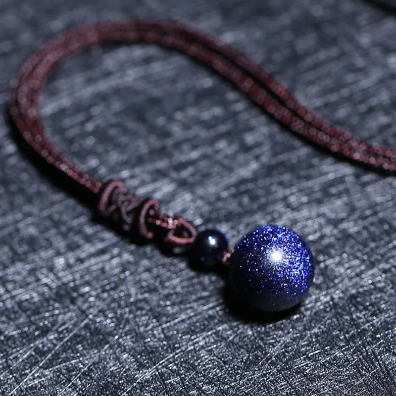 Женские Бусы из натурального синего песчаника бусы со звездным небом подвеска на