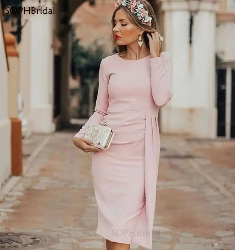 

New Arrival Simple Short Mother of the Bride Dress платье Pencil Skirt Draped Vestido de Madrinha Robe de Soirée de Mariage