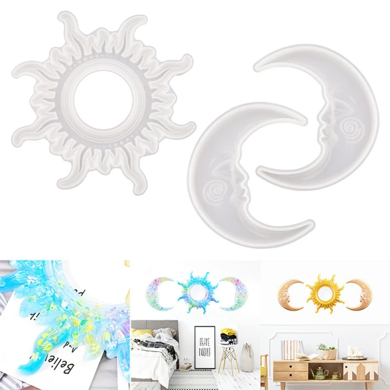

Sun Moon Mirror Epoxy Resin Mold Wall Decoration Mirrors Casting Silicone Mould DIY Crafts Ornaments Making Tools