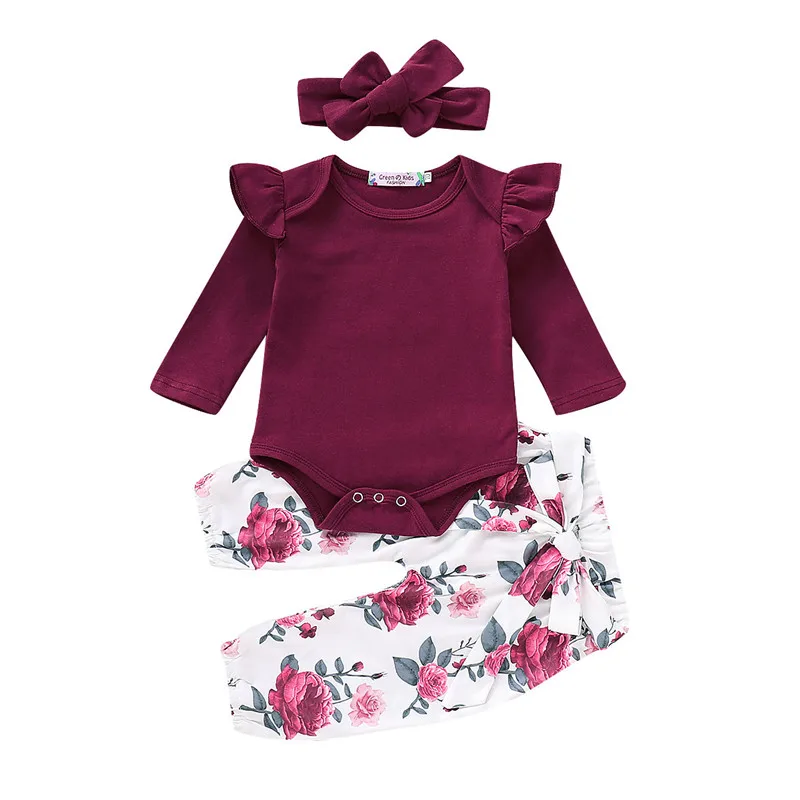 

Floral Baby Girl Clothes Long Sleeve Autumn Winter Newborn Outfit For Girl Casual Flower Print Infant Girl Clothing Set D25