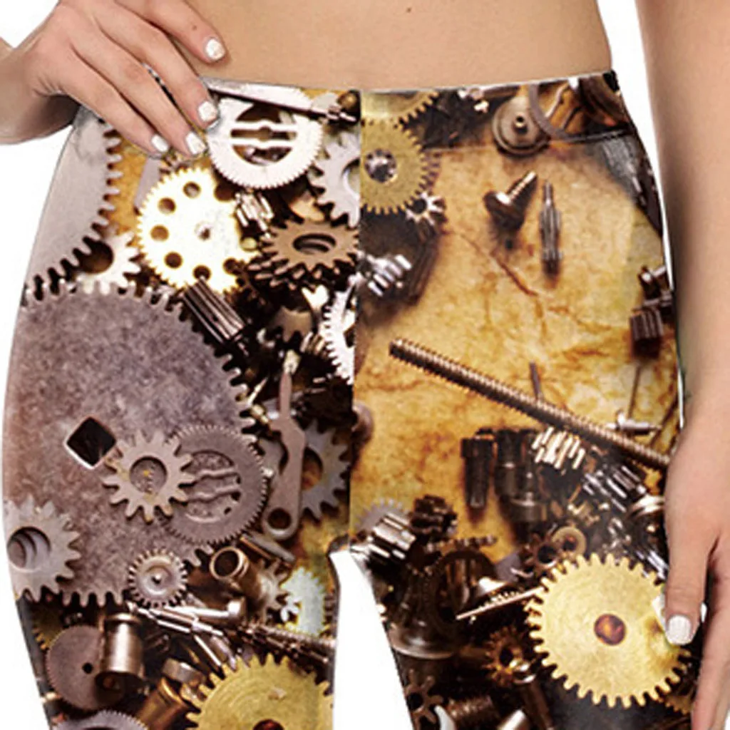 Женские леггинсы в готическом стиле эластичные джеггинсы с цифровым принтом