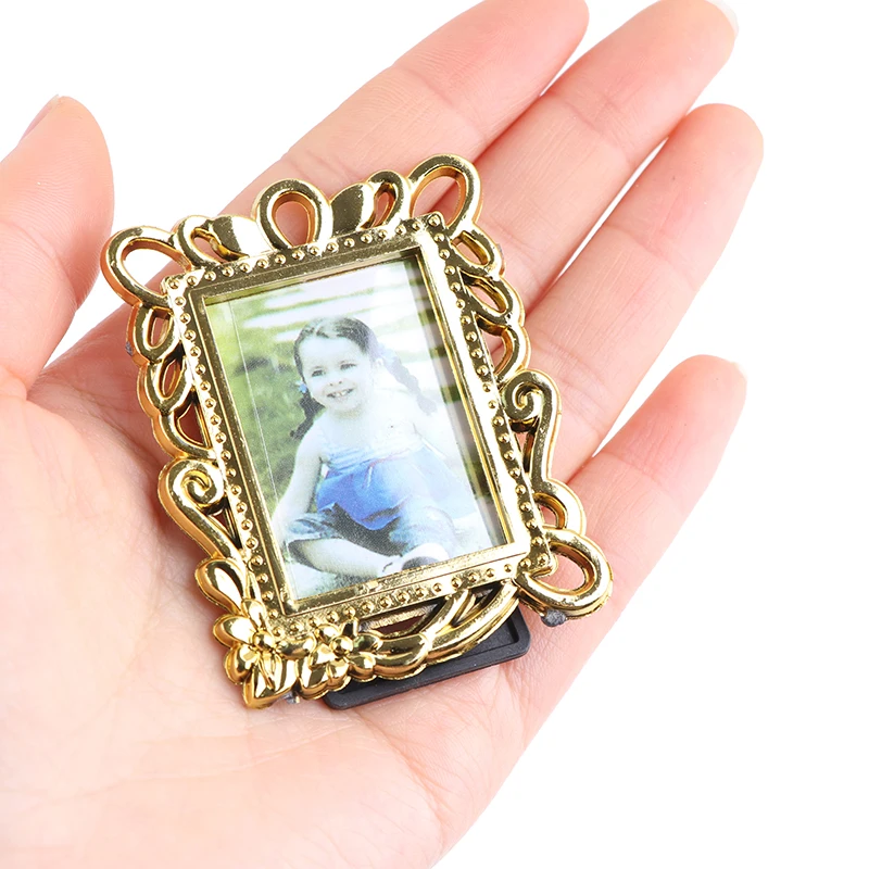 Винтаж золото картина каркас прямоугольные фоторамки для 1/12 кукольный домик в