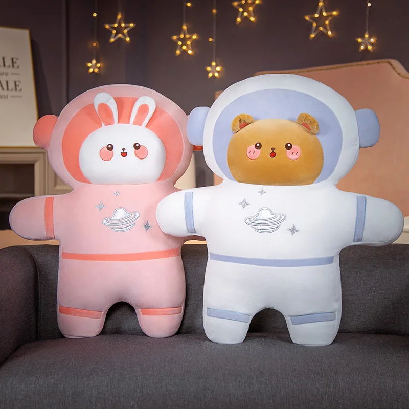 

45/65cm Cartoon Stuffed Rabbit &Teddy Bear Doll Creative Spaceship Astronaut Plush Toy Pillow Baby Gift Girls Christmas Gift