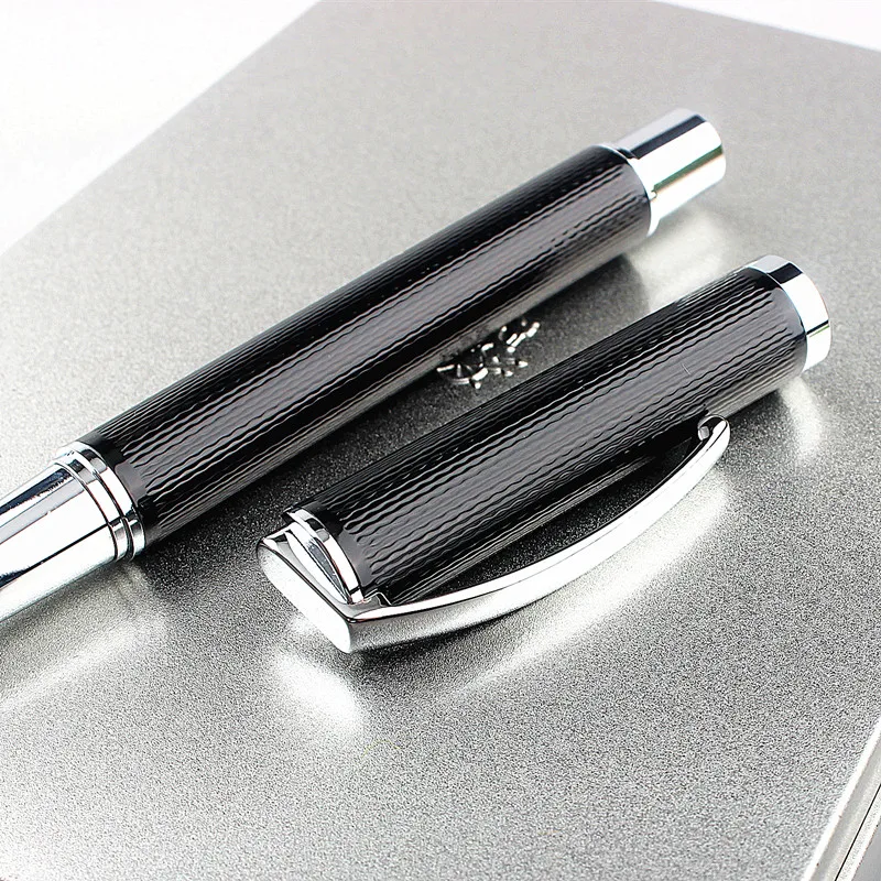 Ручка роллер Luxury High Quality 865 серого цвета с наконечником 0,5 мм и 5 синими запасными стержнями - новые канцелярские принадлежности для офиса и школы.