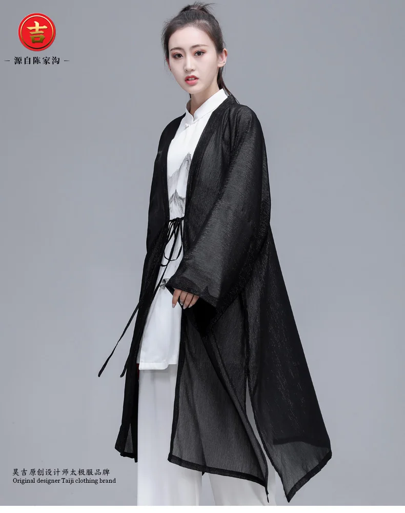 Женский Hanfu Taiji наборы одежды костюм Тан кунг-фу изысканный элегантный тай-чи из трех предметов одежды боевых искусств шаль чернильная живопись