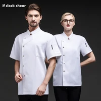 short sleeved restaurant chef jacket cooking work uniforms kitchen overalls classic design workwear professional clothes women