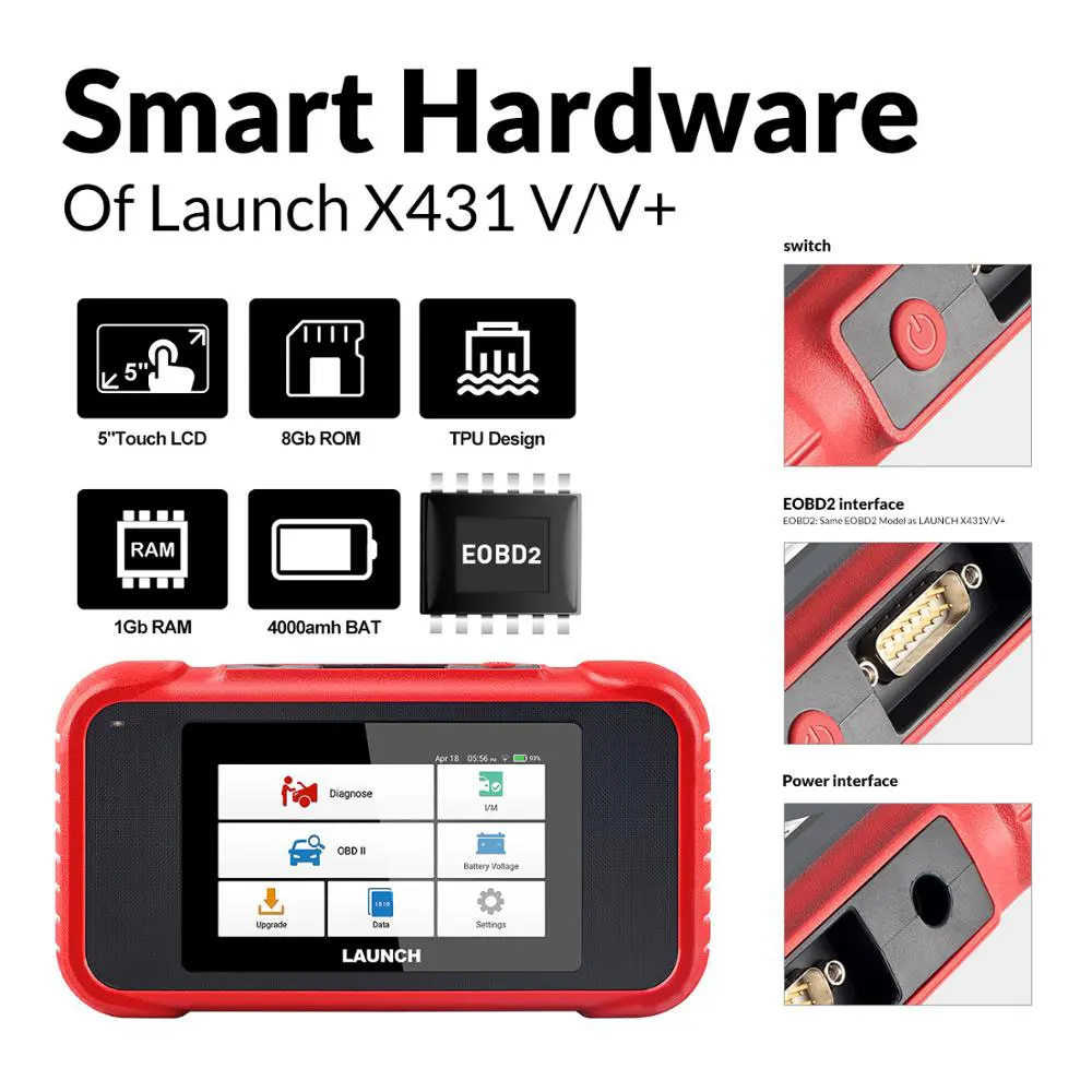 Считыватель кодов Launch X431 CRP123E OBD2 OBDII ENG ABS подушки безопасности SRS на автомобиле