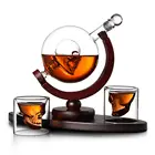 Набор графинов для виски, 850 мл, с 2 стаканами, с деревянной подставкой