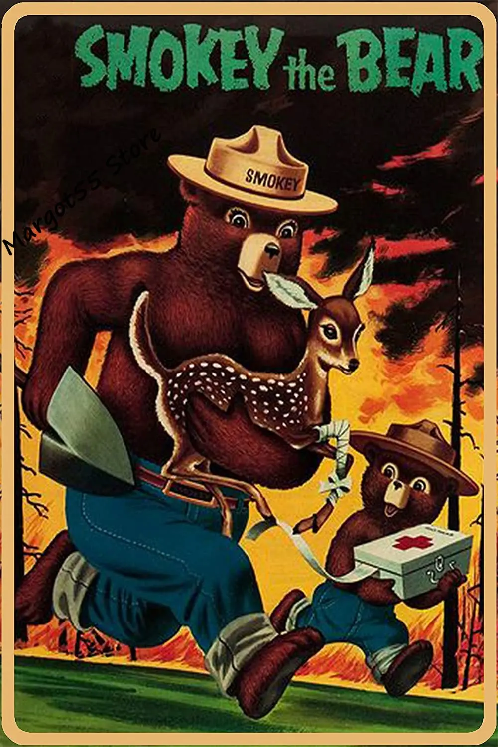 

Smokey The Bear Retro Metal Tin Sign Fuuny Vintage Aluminum Wall Decor 8x12 Inch for Home Coffee Car Room Outdoor Decor
