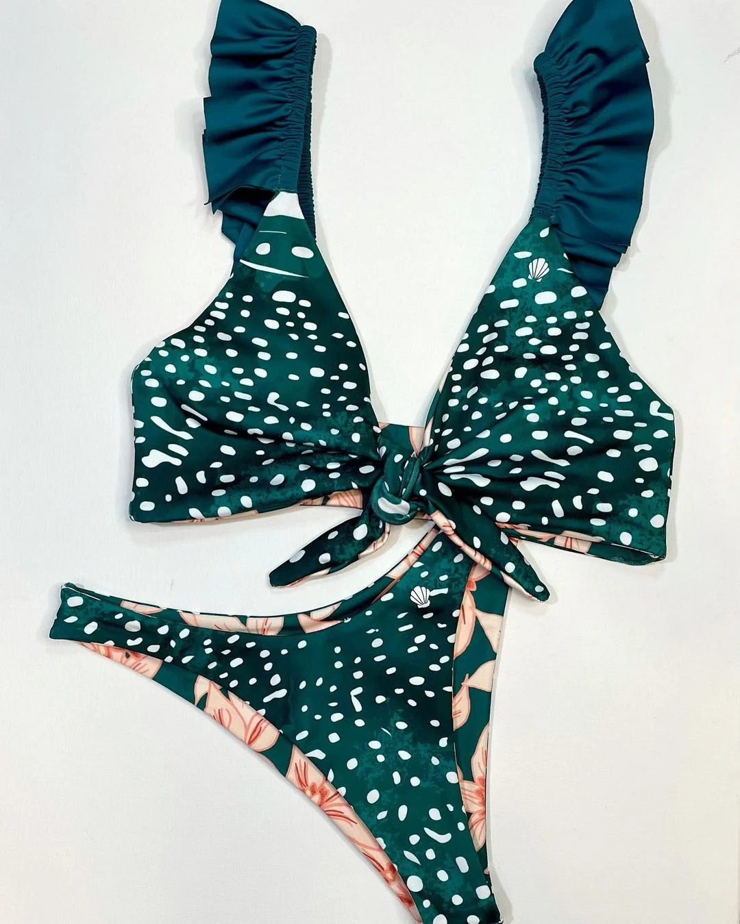 Bathing Printed Beachwear Suit Swim Set Women Floral Pattern Swimwear Bikini Point Bow Swimsuit Sexy 2021 | Женская одежда