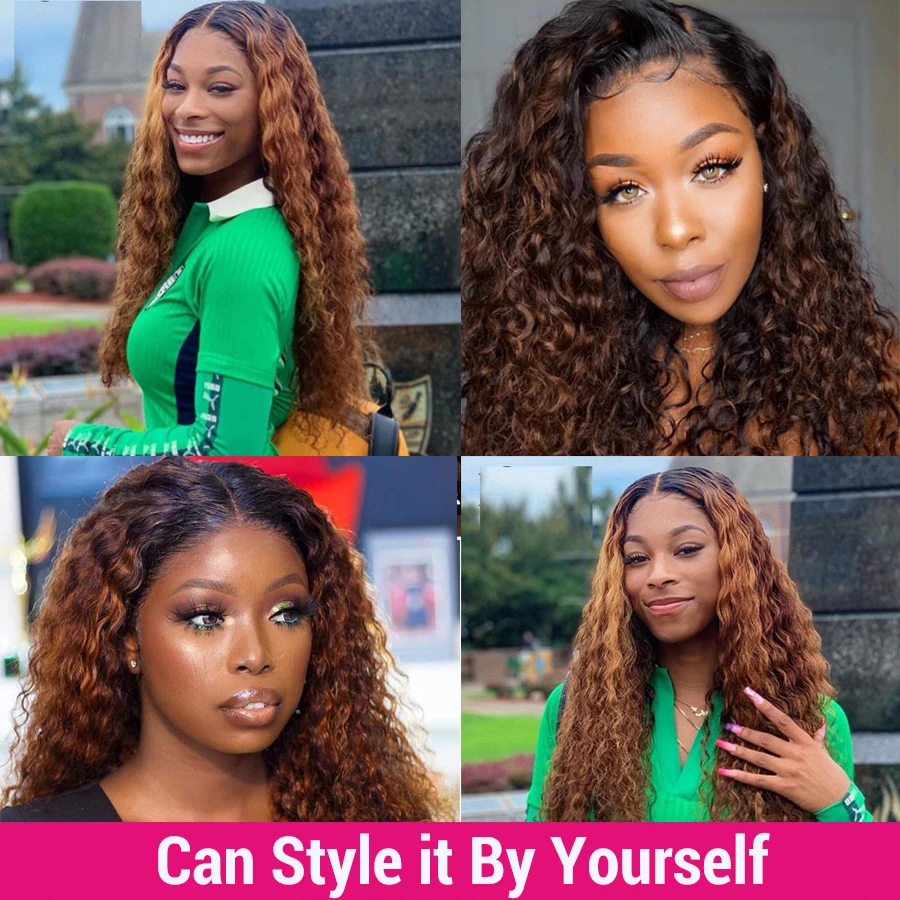 Парик человеческих волос для женщин 180 плотность вьющихся фронта шнурка 360