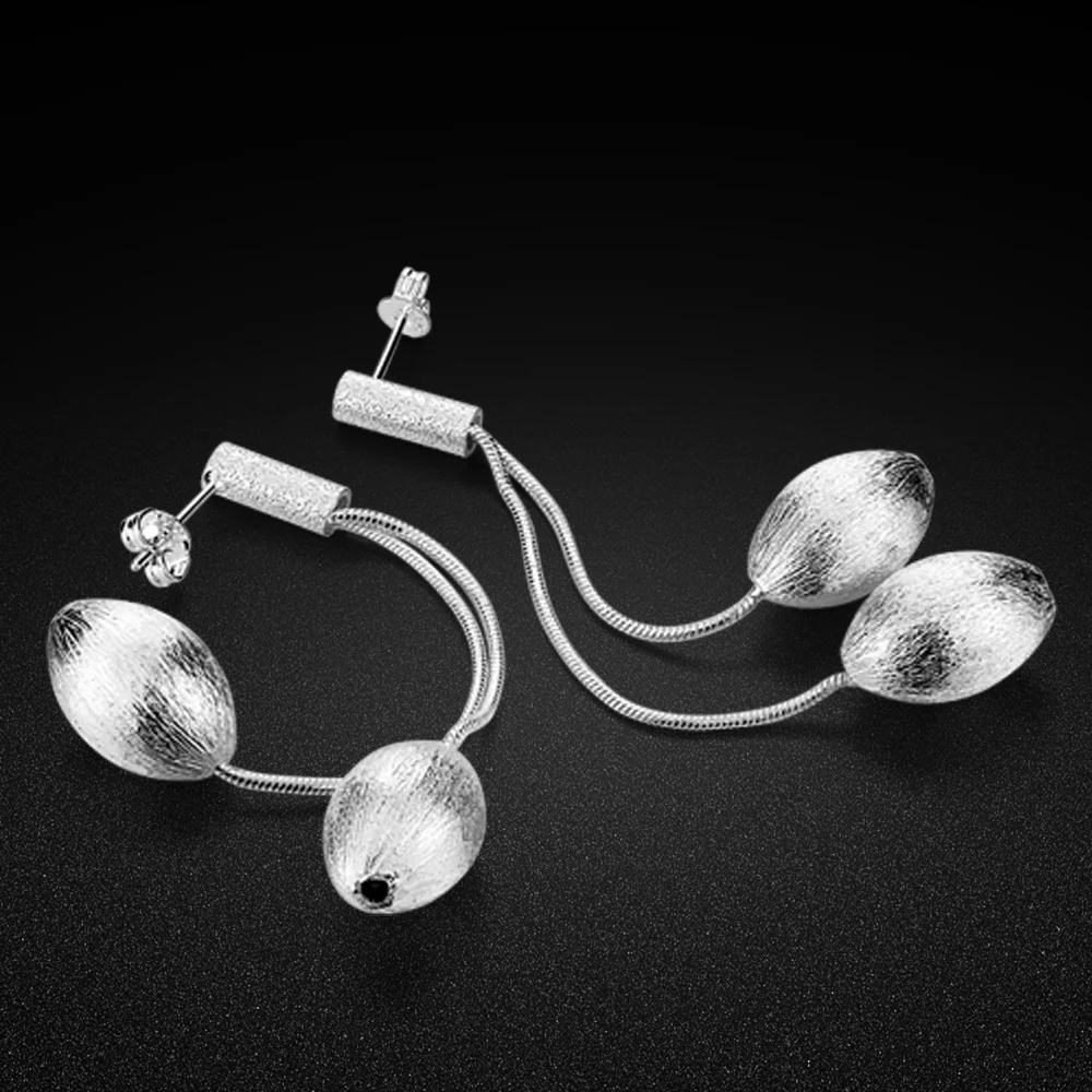 Мода 2017 г. длинные скраб из бисера серьги Уникальный Твердые 925 Серебряные для Для