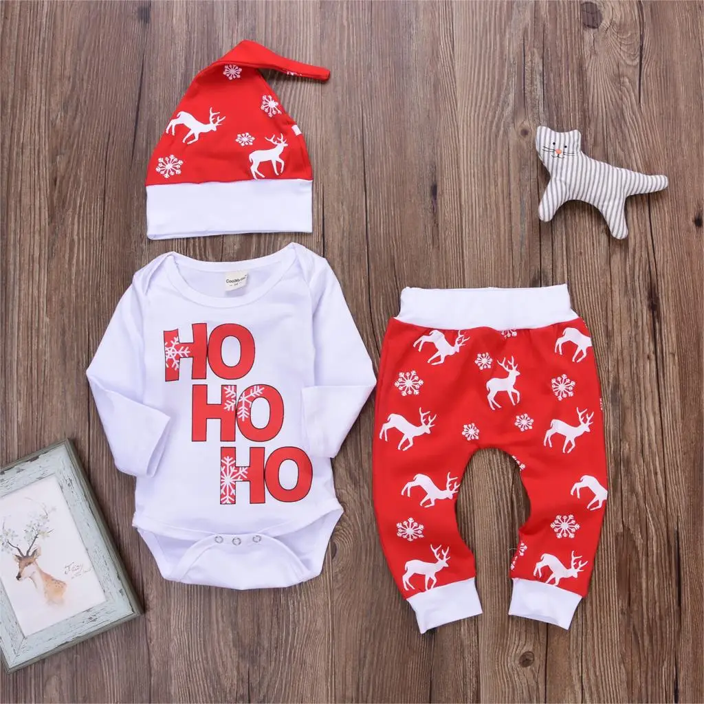 

Children 1-3 years old European and American children's Christmas dress long-sleeved monogrammed Hattie trousers suit