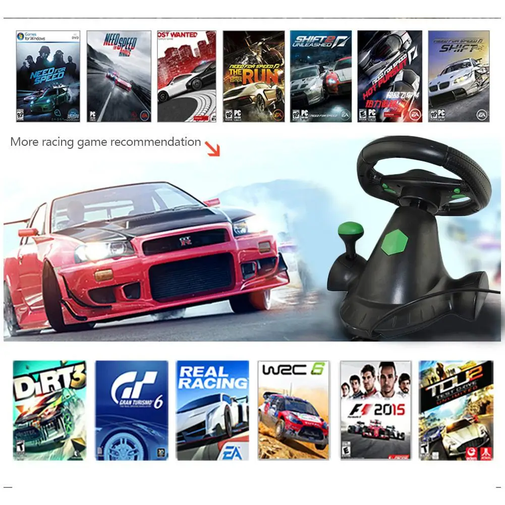 

For XBOX-360/for PS3/P2/PC Game Racing Steering Wheel USB Plug And Play With Pedal Computer Vibration 180 Degree Zero Dead Angle