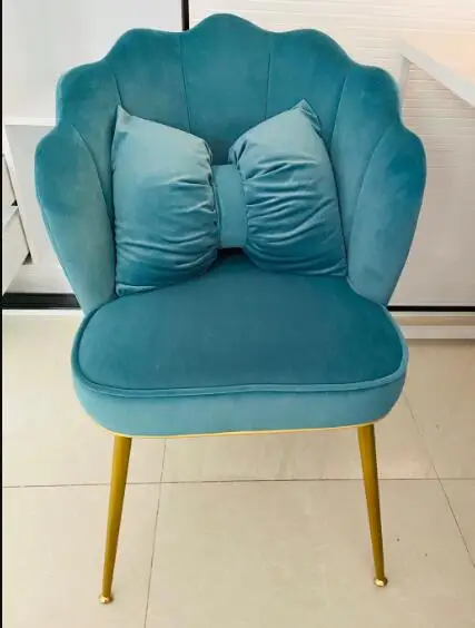 

High Quality Nordic Cloth Dinning Chair Luxury Simple Modern Backrest Makeup Chair Home Princess Pink Dressing Stool with Pillow