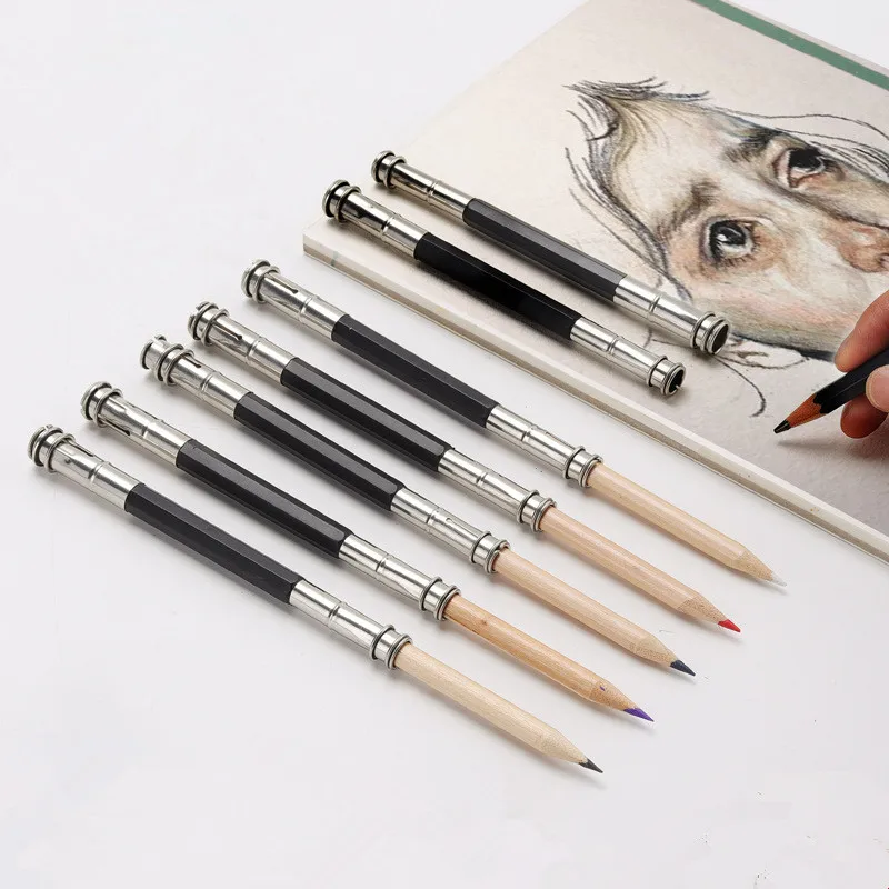 

1 Pcs Adjustable Dual Head Head Pencil Extender Holder Sketch School Office Painting Art Write Tool For Writing Gift
