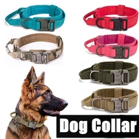tactical dog collar nylon adjustable 15 45kg medium large military dog training neck collar outdoor hunting accessory pet collar