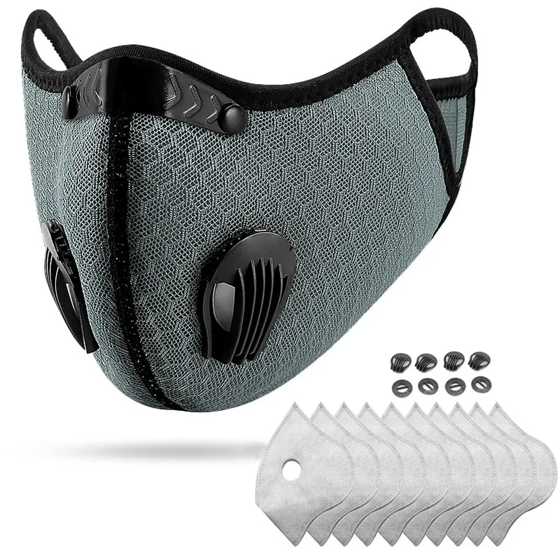 

Спортивная маска для лица с фильтром, маска с активированным углем PM 2,5, противозагрязняющая дышащая Пылезащитная велосипедная MTB шоссейная...