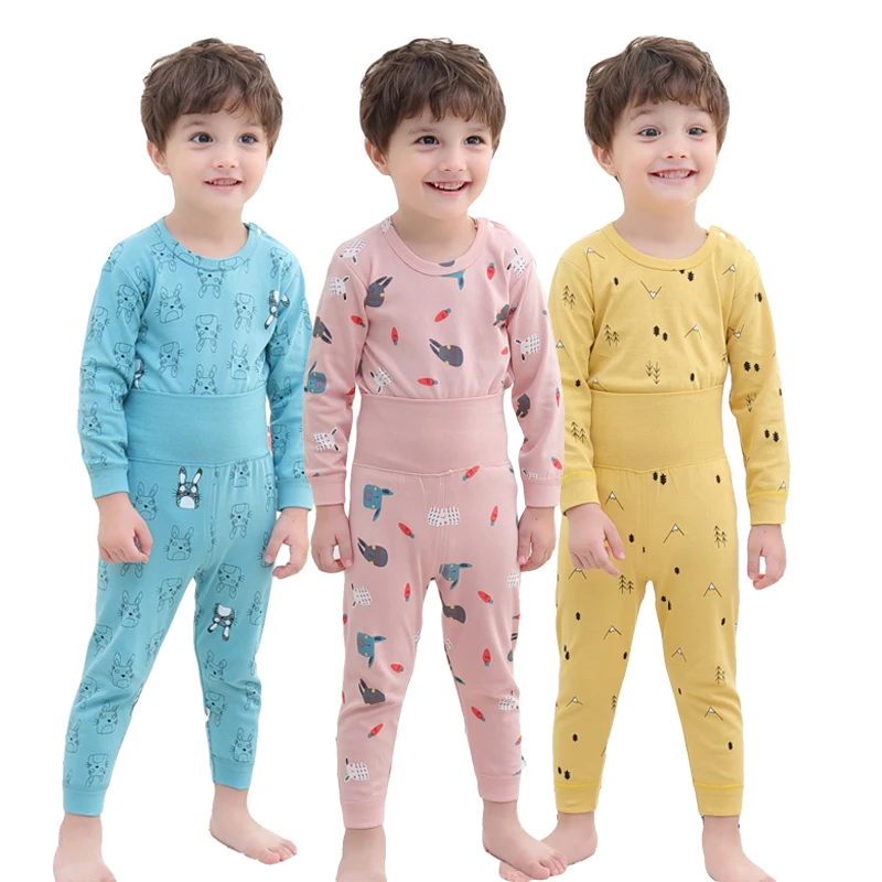 

2020 Children Pajamas Sets Baby Girls Boys Pyjamas Kids Cotton Sleepwear Autumn Long-sleeves Nightwear Toddler Inflant Clothing