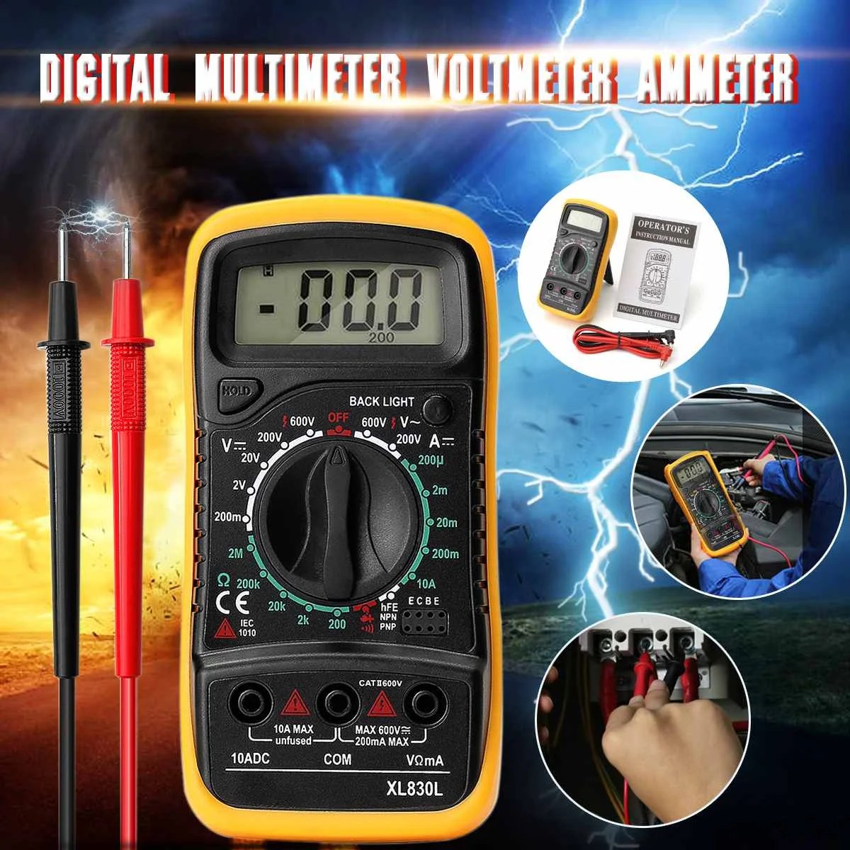 

Portable Handheld Digital Multimeter Electrical LCD Voltmeter Backlight AC DC Ammeter Voltmeter Ohm Tester Meter