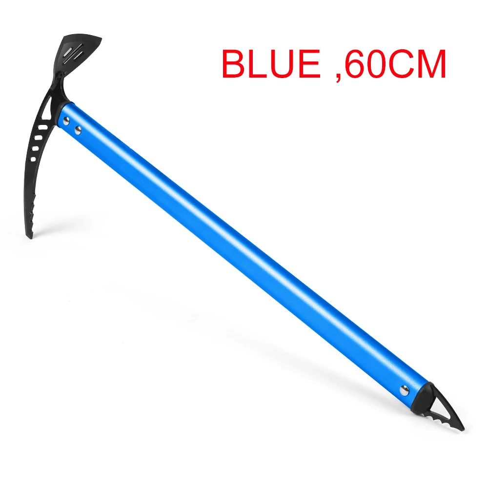 Blue 60cm Ледоруб легкий тактический анодированный алюминиевый дизайн самозадержка для пеших прогулок ледник Снежный топор ручные инструменты Зимний спорт - Цвет: Blue 60cm
