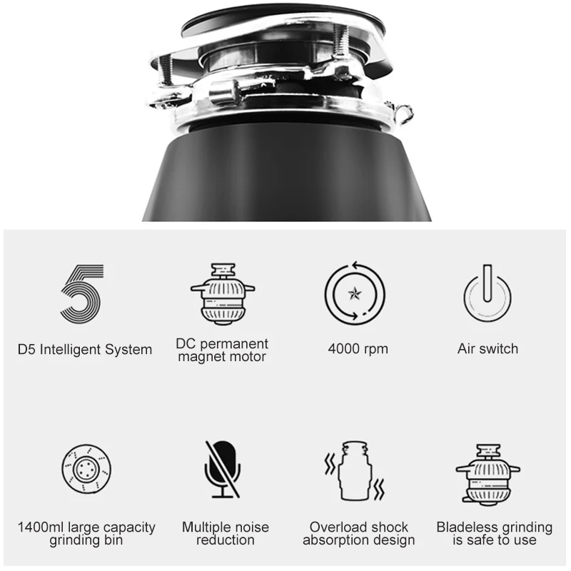 ADALI измельчитель пищевых отхо отходов 380 Вт воздушный выключатель 1400 мл большая
