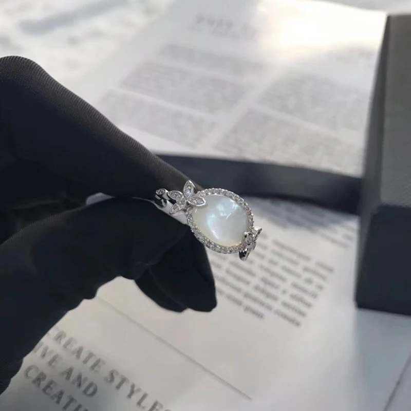 Модное очаровательное кольцо из стерлингового серебра с копией 1:1 Серебряное