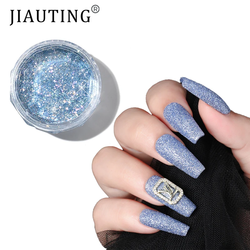 

JIAUTING Nail Crystal Diamond Powder Rainbow Color Glitter Shiny Pigment Holographic Glass Micro Drill Nails Art Decoration