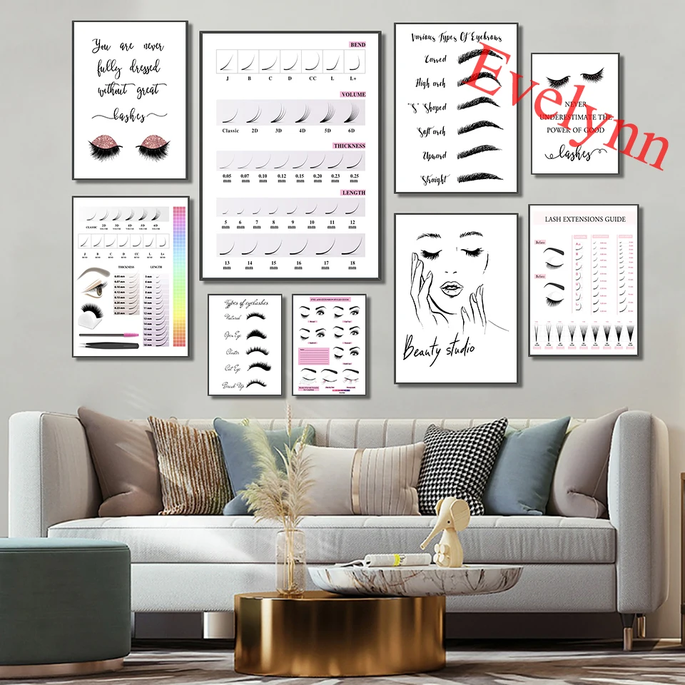 

Nordic Fashion Canvas Painting Lash Extensions Technician Guide Poster And Prints Makeup Wall Art Picture Salon Decor Girls Gift