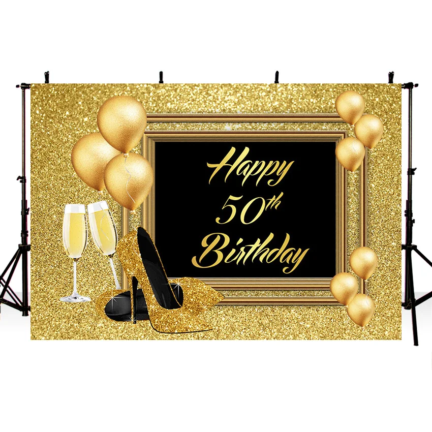 Фон для фотосъемки золотой высокий каблук Золотой с днем рождения баннер