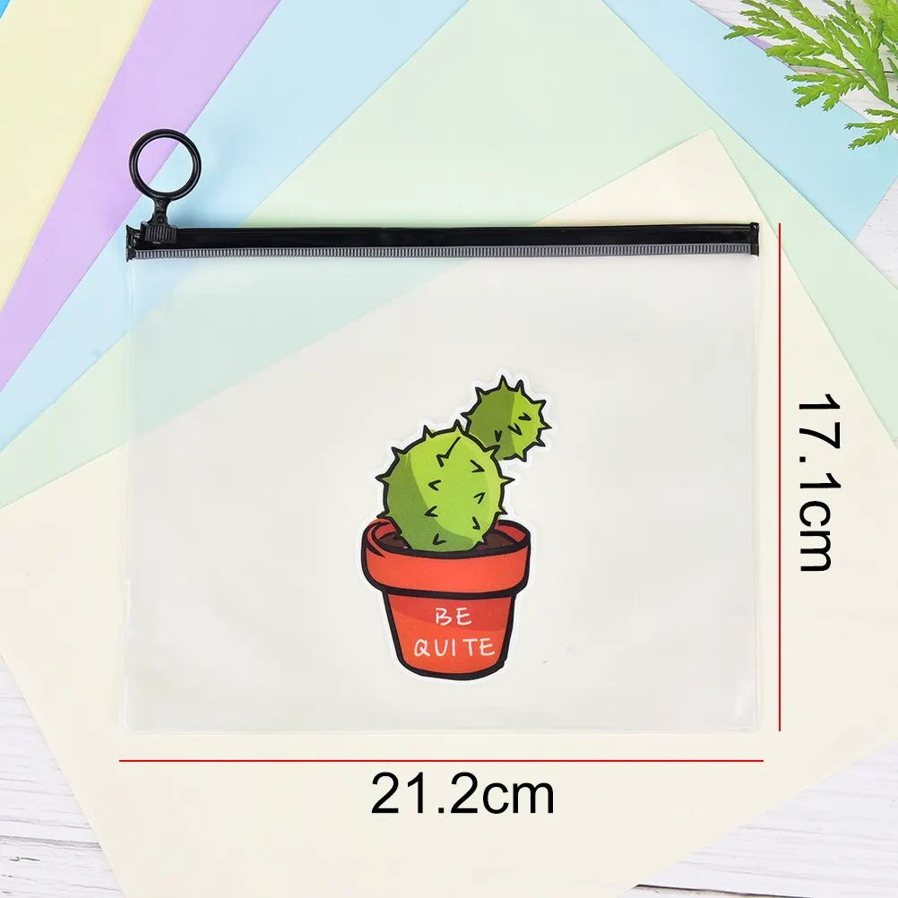 

1pcs Little Fresh Transparent Scrub Cactus Ring Pocket Pouch Large Capacity Stationery Pencil Bags Office School Supplies