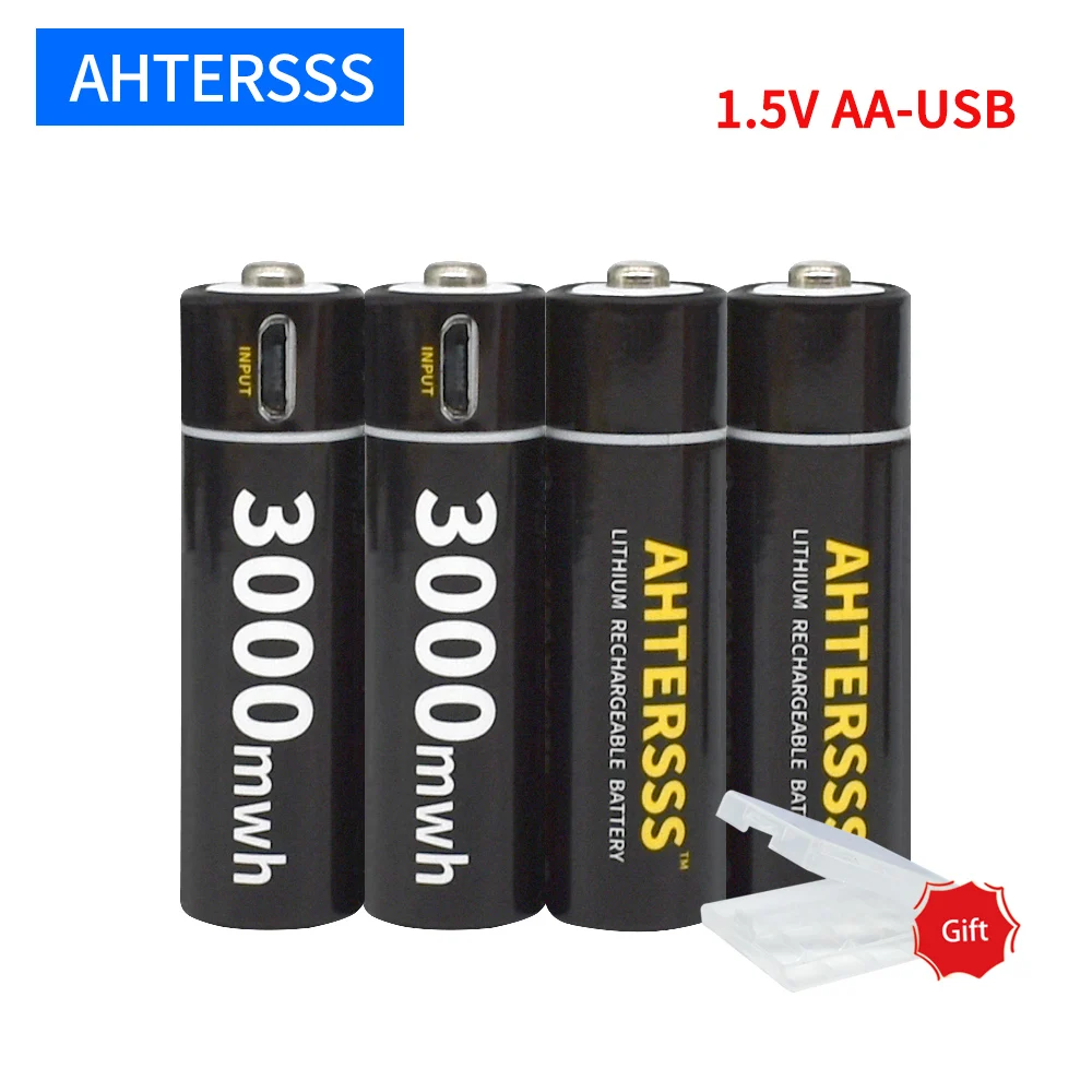 USB 1 5 V aa перезаряжаемый аккумулятор AA 2A литий ионная аккумуляторная батарея 3000mwh