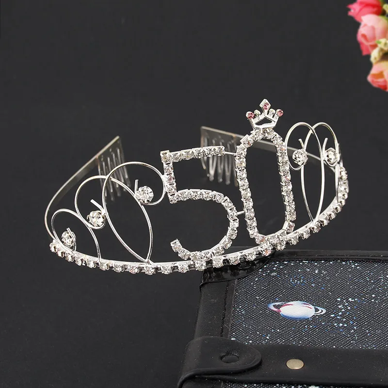 Тиара для 50 летнего дня рождения женщин королева стразы корона повязка на голову