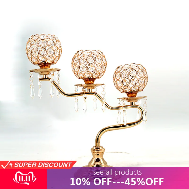 

New Crystal Candlestick European Wedding Props Candle Holder Home Decoration Candlestick